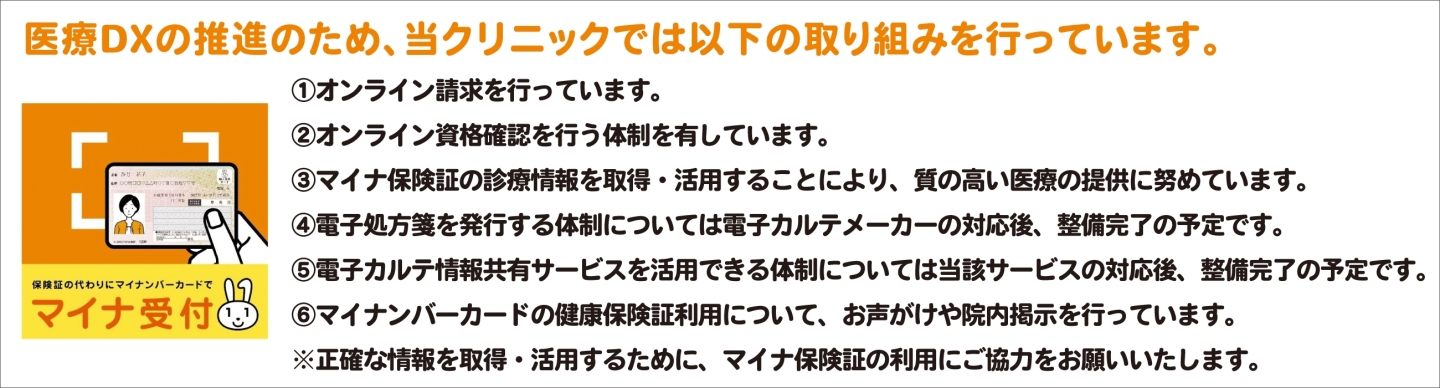 医療DXの推進のため、当クリニックでは以下の取り組みを行っています。